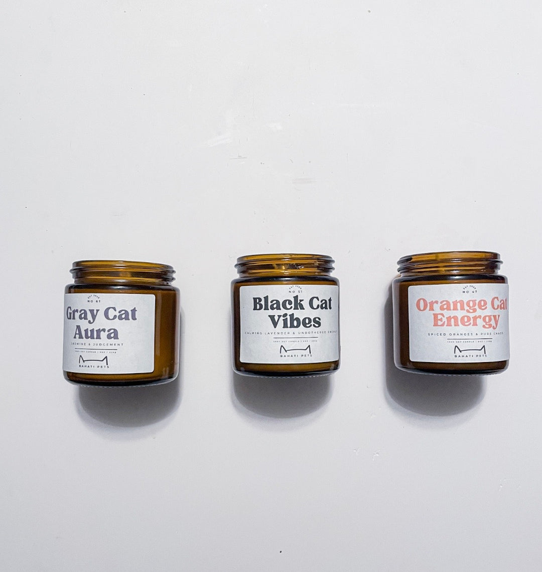 The Cat Pack - 100% soy wax 4 ounce jar candle trio