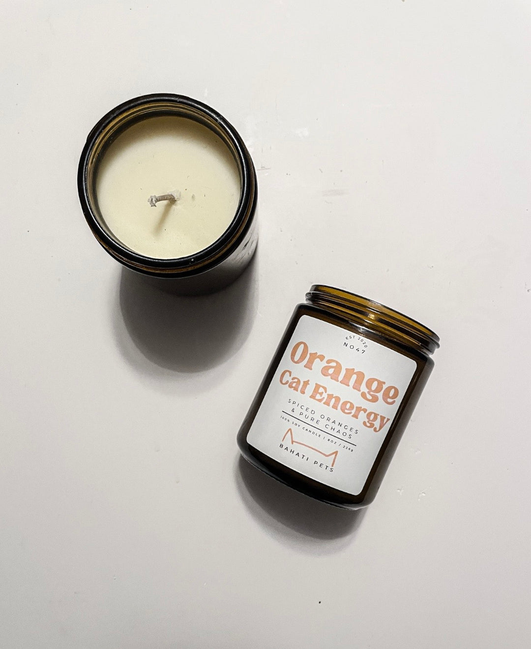 Orange Cat Energy Soy Candle Branded
