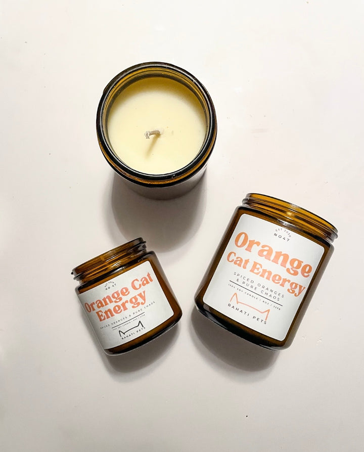 Orange Cat Energy Soy Candle Branded