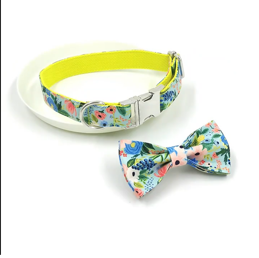 Spring Things Leash, Collar, and Bow Dog walking set yellow