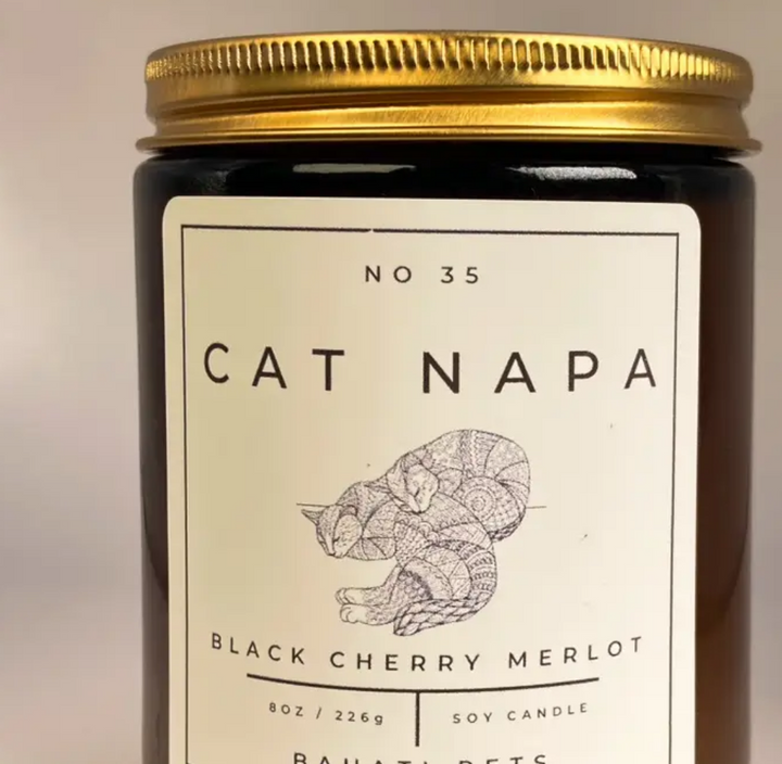 Cat Napa - Black Cherry Merlot Scented 100% Soy 8 oz Candle