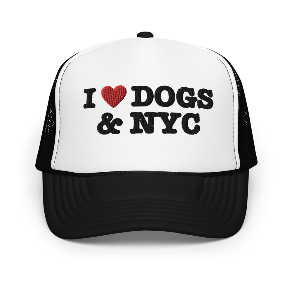 I love dogs and NYC foam trucker hat