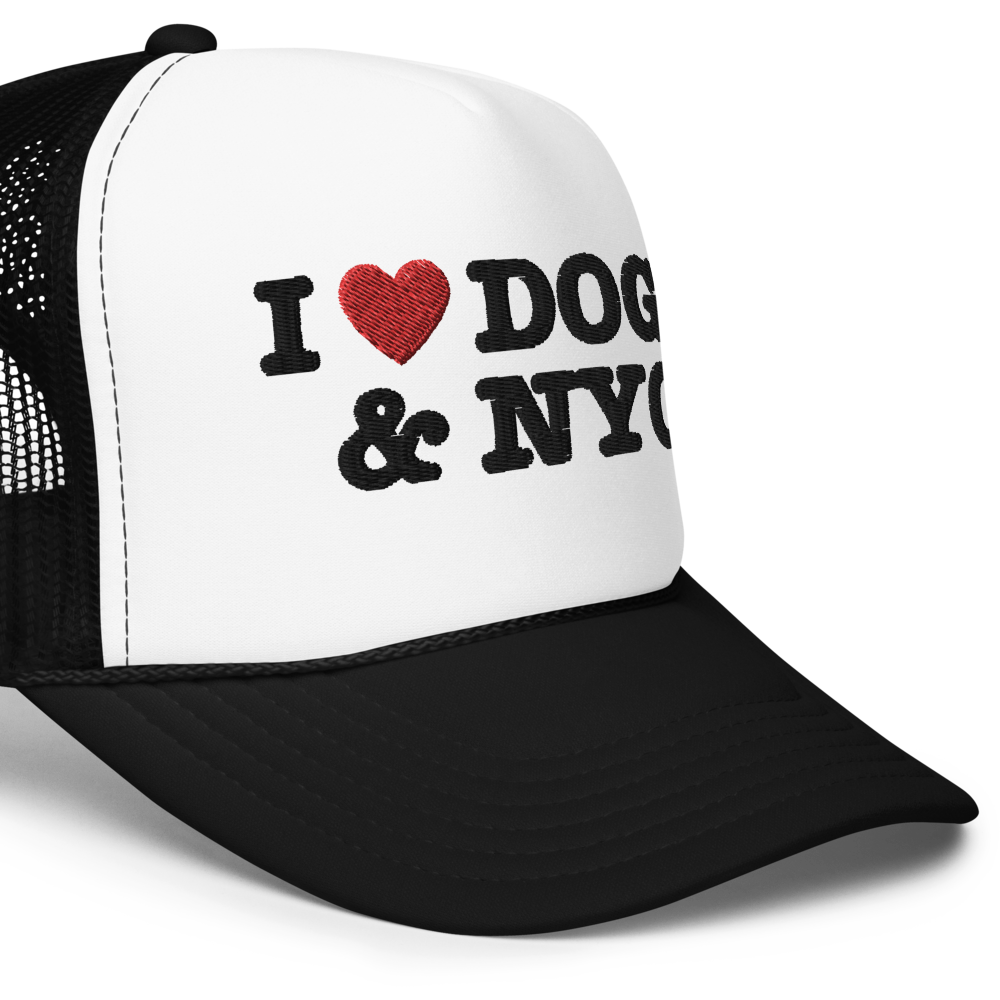 I love dogs and NYC foam trucker hat